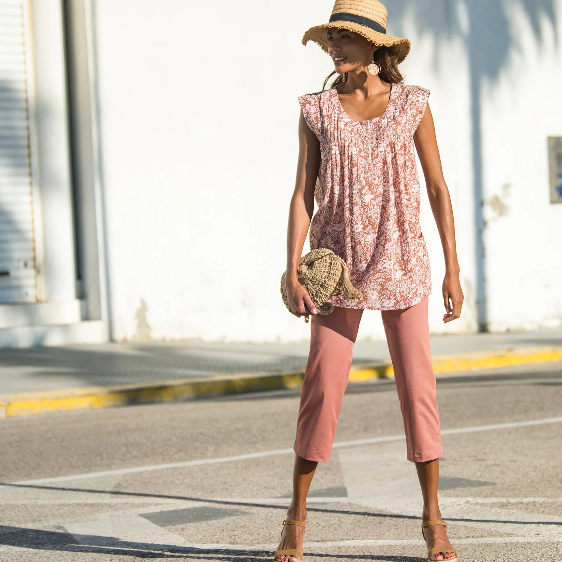 Rechte 7/8-broek met stretch