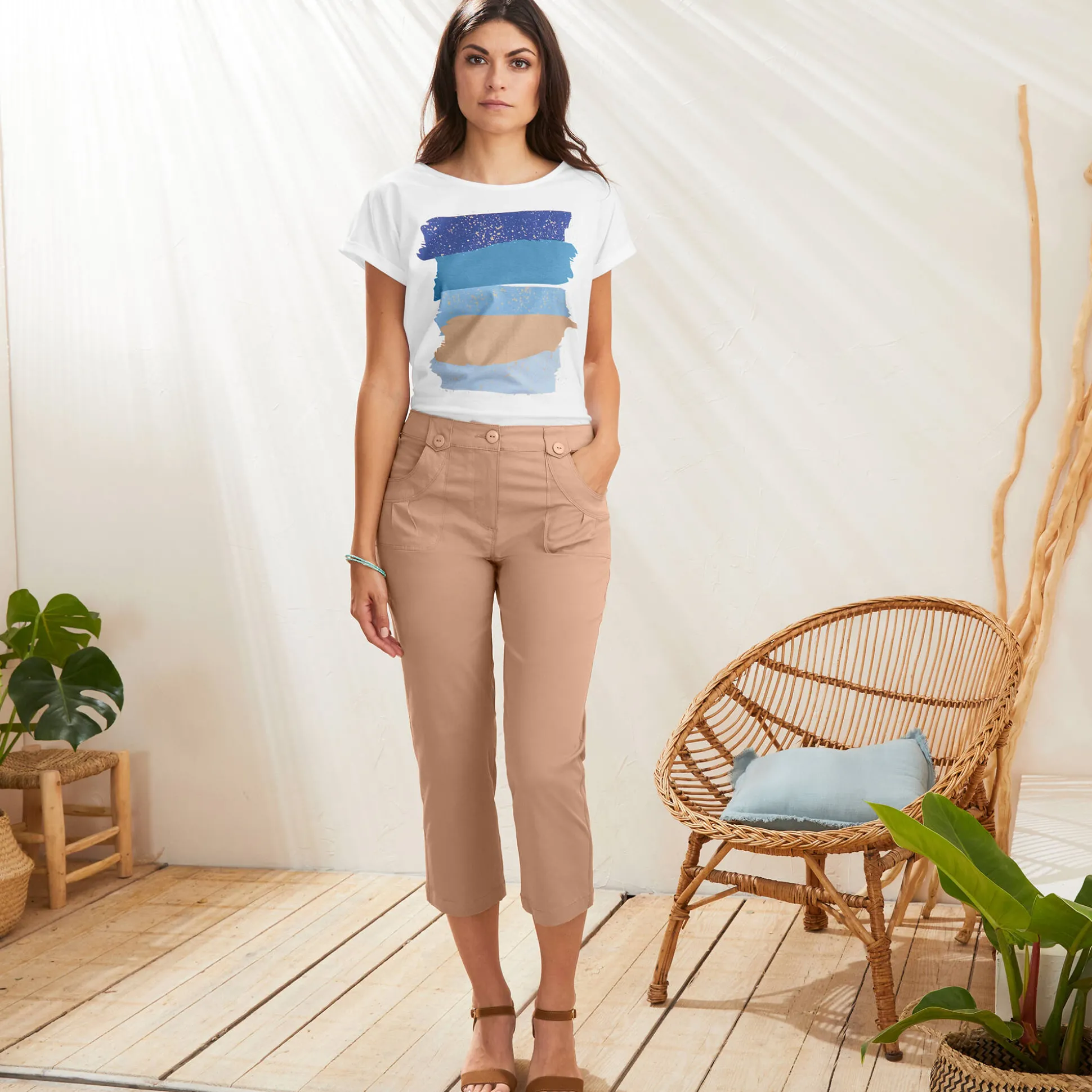 Rechte 7/8-broek met stretch
