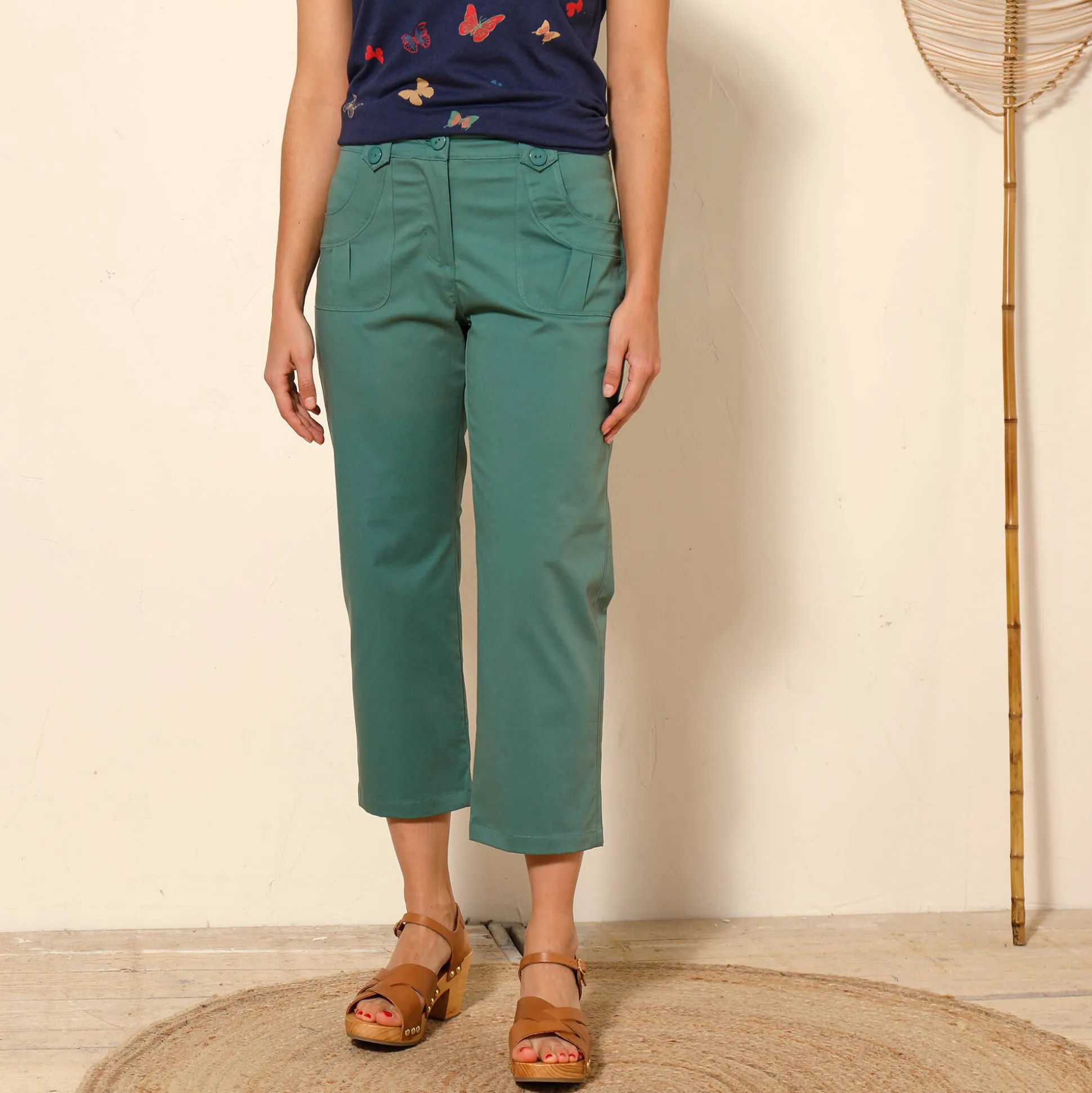Rechte 7/8-broek met stretch