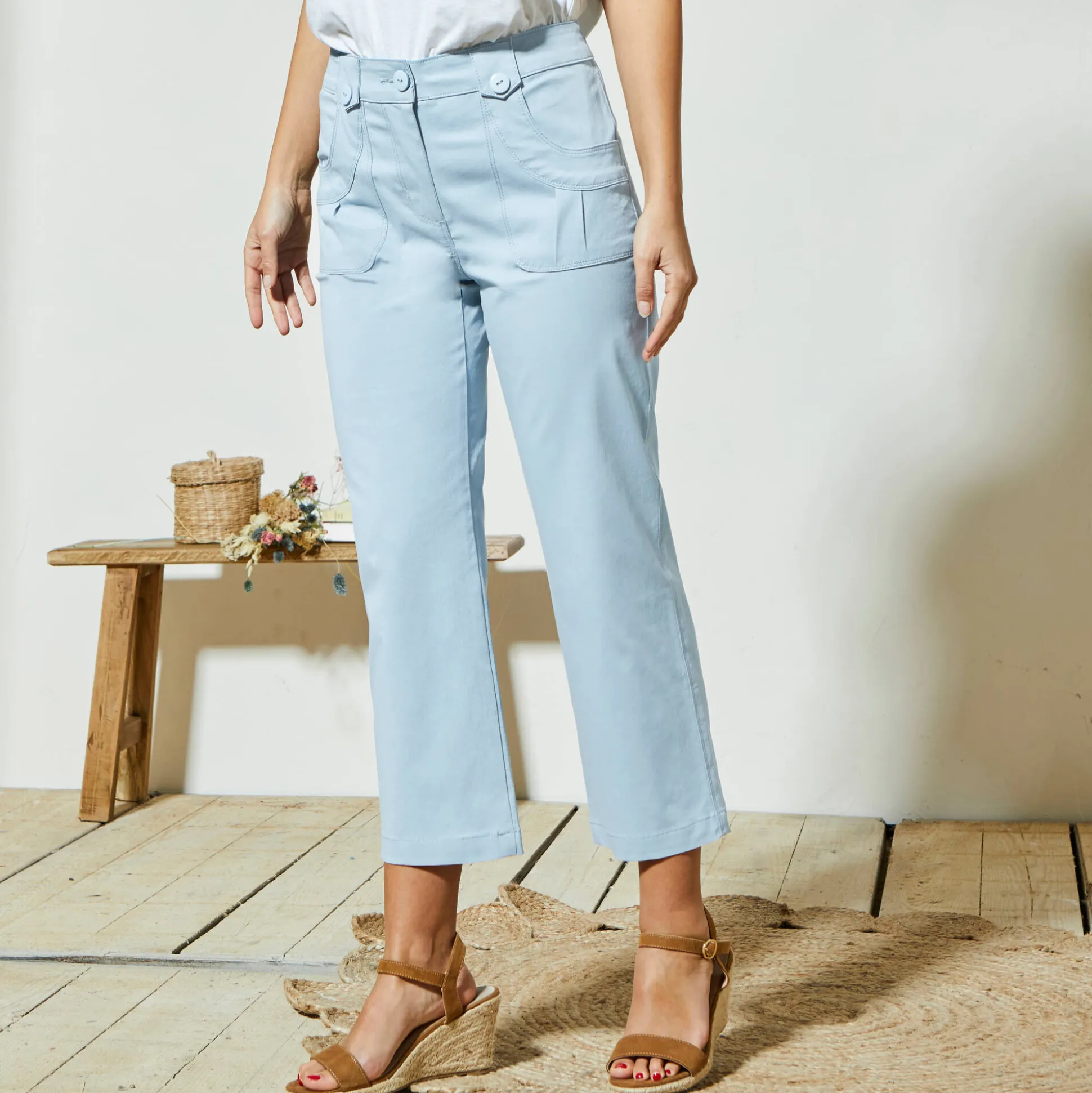 Rechte 7/8-broek met stretch