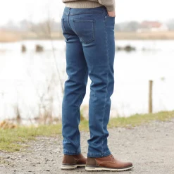 Rechte jeans met 5 zakken, binnenkant in microfleece