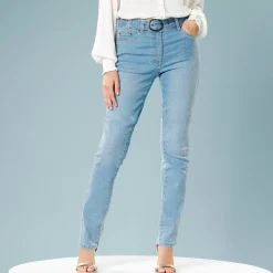 Rechte jeans met ceintuur, speciaal voor kleine lengtes