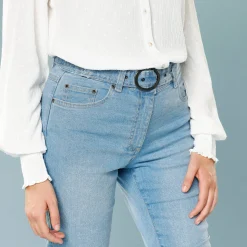 Rechte jeans met ceintuur, speciaal voor kleine lengtes