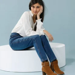 Rechte jeans met deelnaden, speciaal voor kleine lengtes