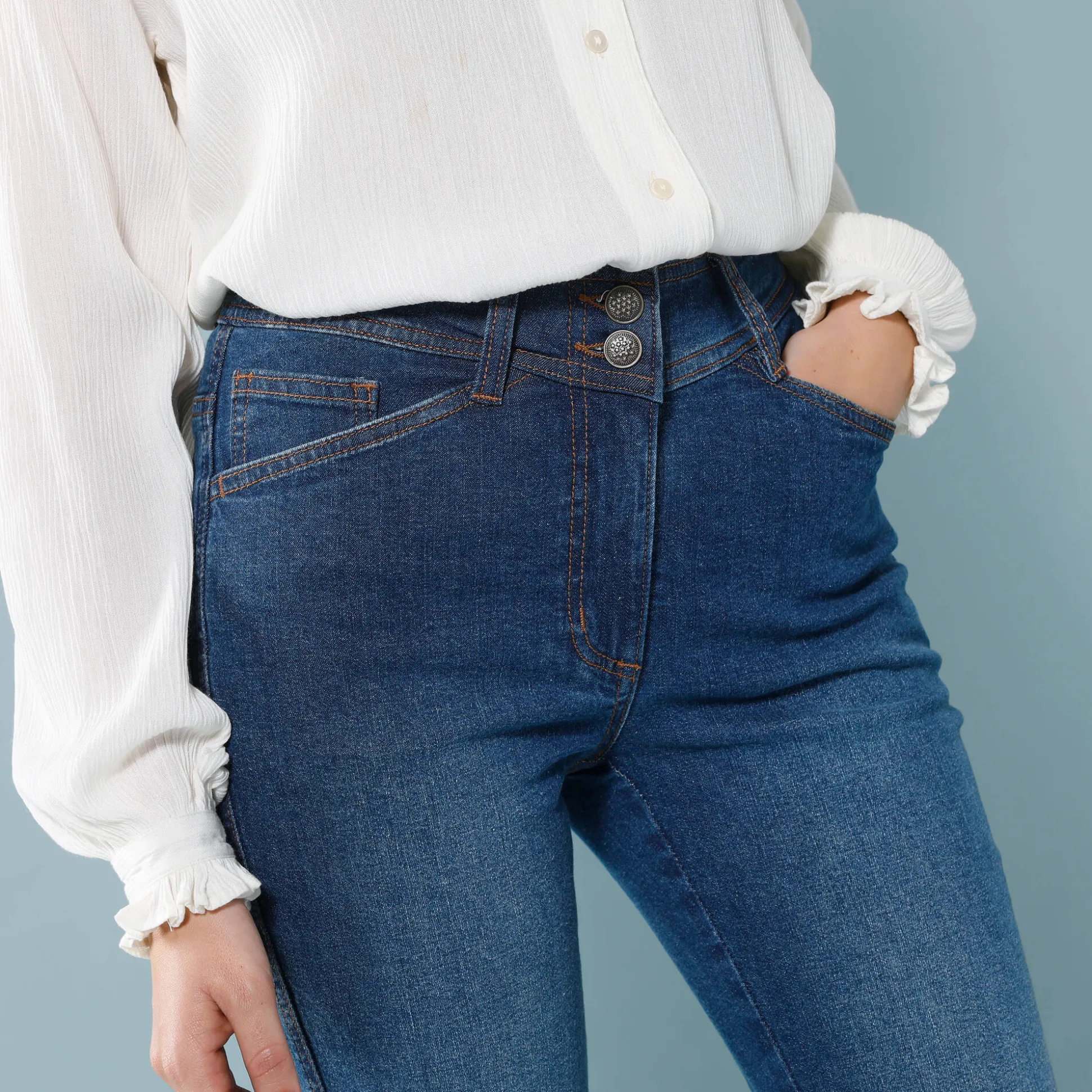 Rechte jeans met deelnaden, speciaal voor kleine lengtes