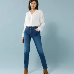Rechte jeans met deelnaden, speciaal voor kleine lengtes