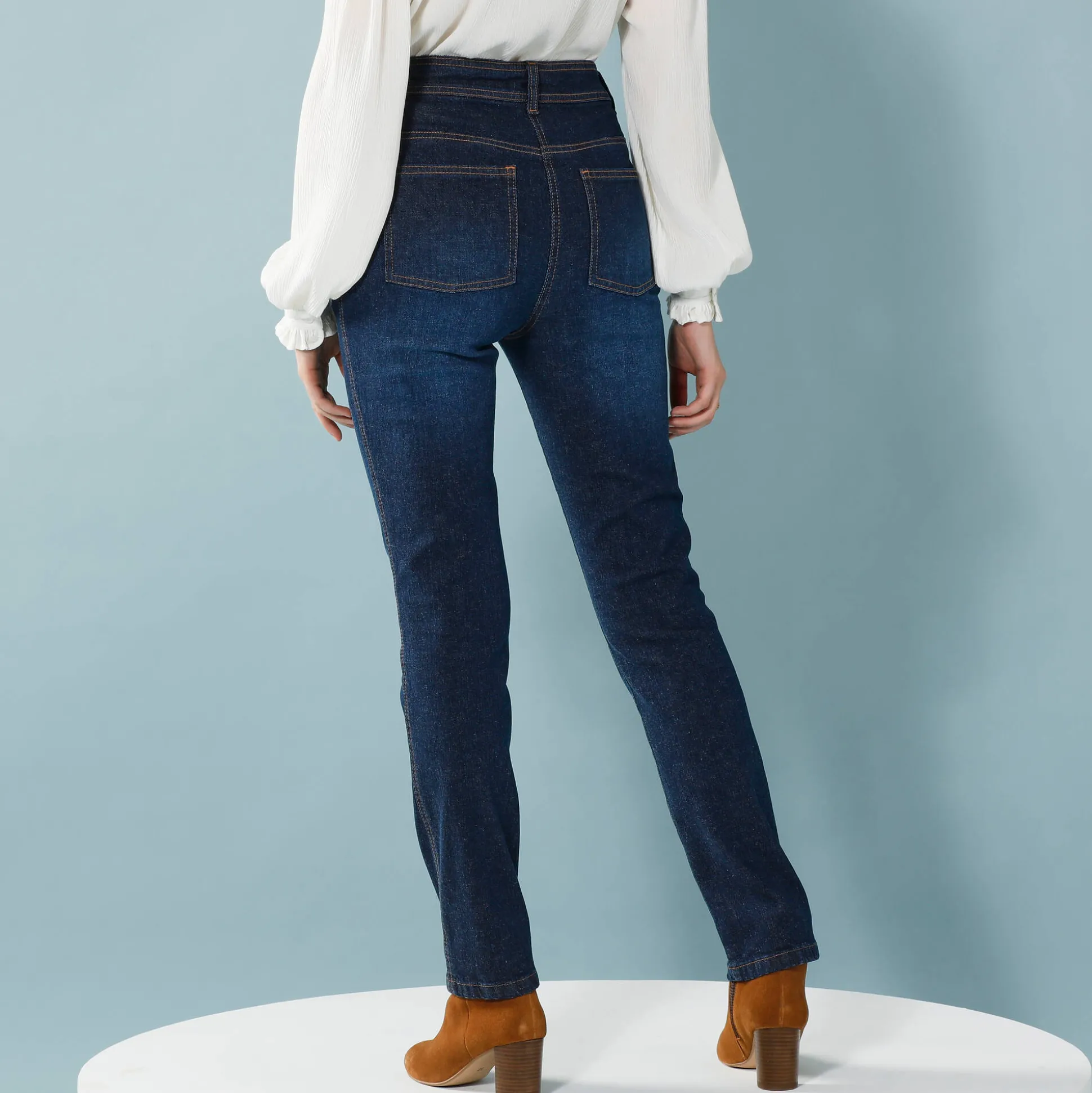 Rechte jeans met deelnaden, kleine lengtes