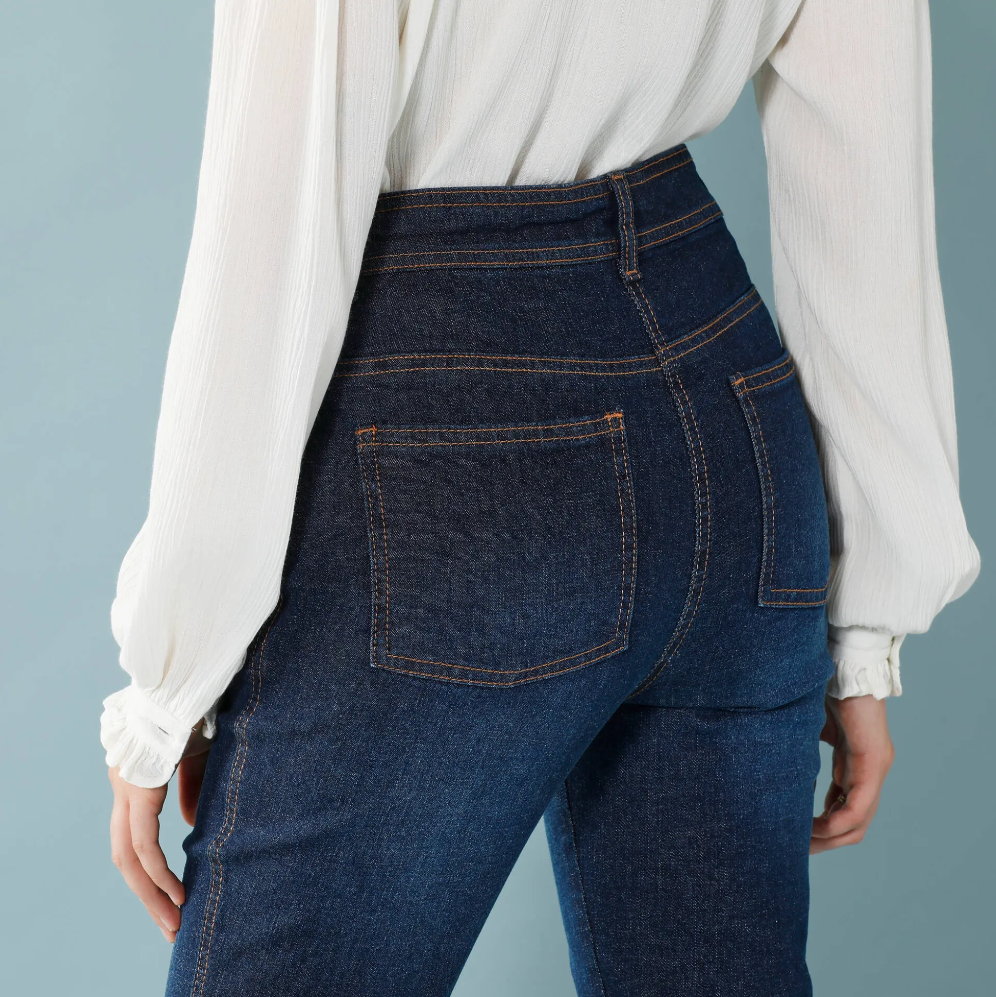 Rechte jeans met deelnaden, kleine lengtes