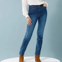 Rechte jeans met deelnaden, kleine lengtes