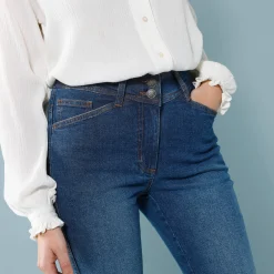 Rechte jeans met deelnaden, kleine lengtes