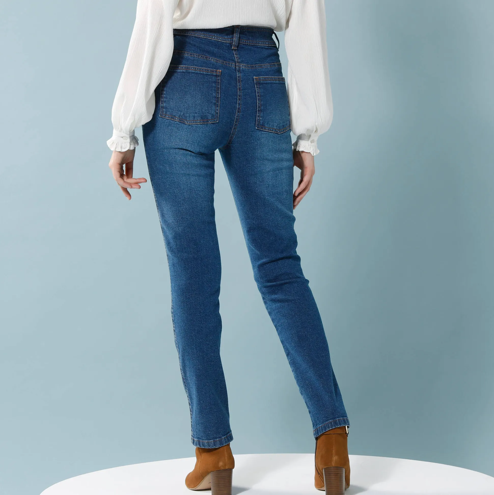 Rechte jeans met deelnaden, kleine lengtes