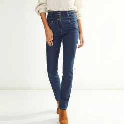 Rechte jeans met hoge taille - kleine lengte