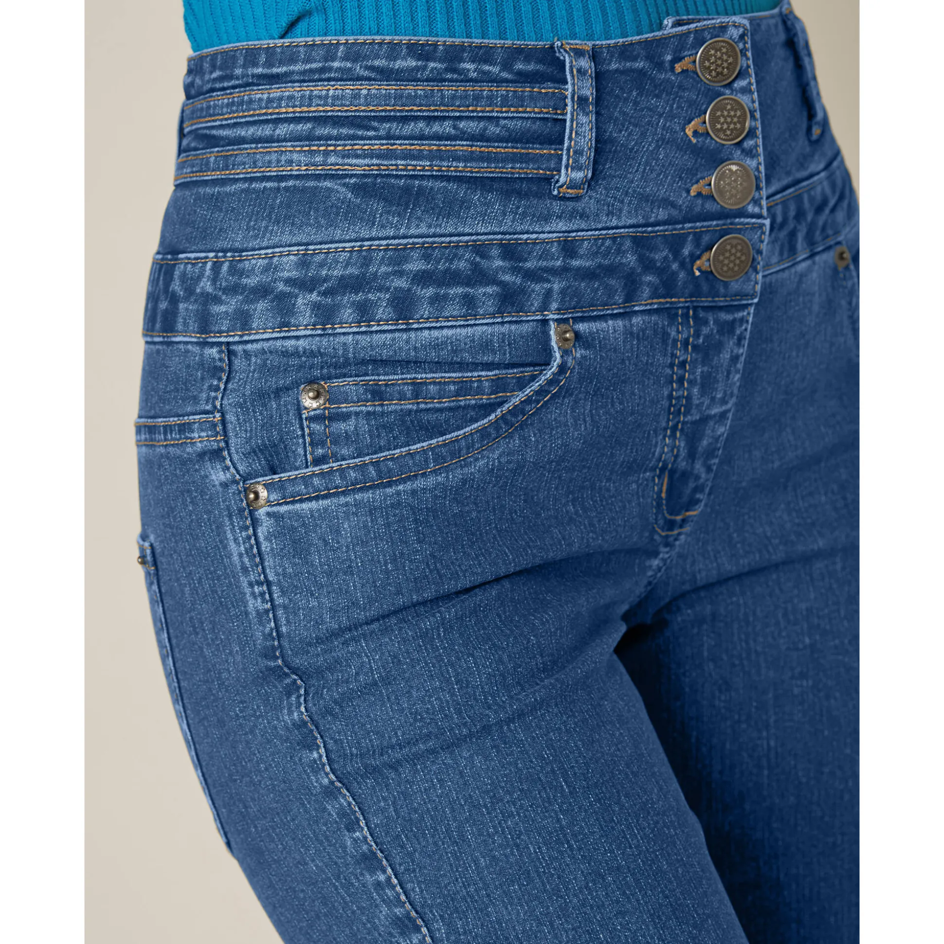 Rechte jeans met hoge taille - kleine lengte