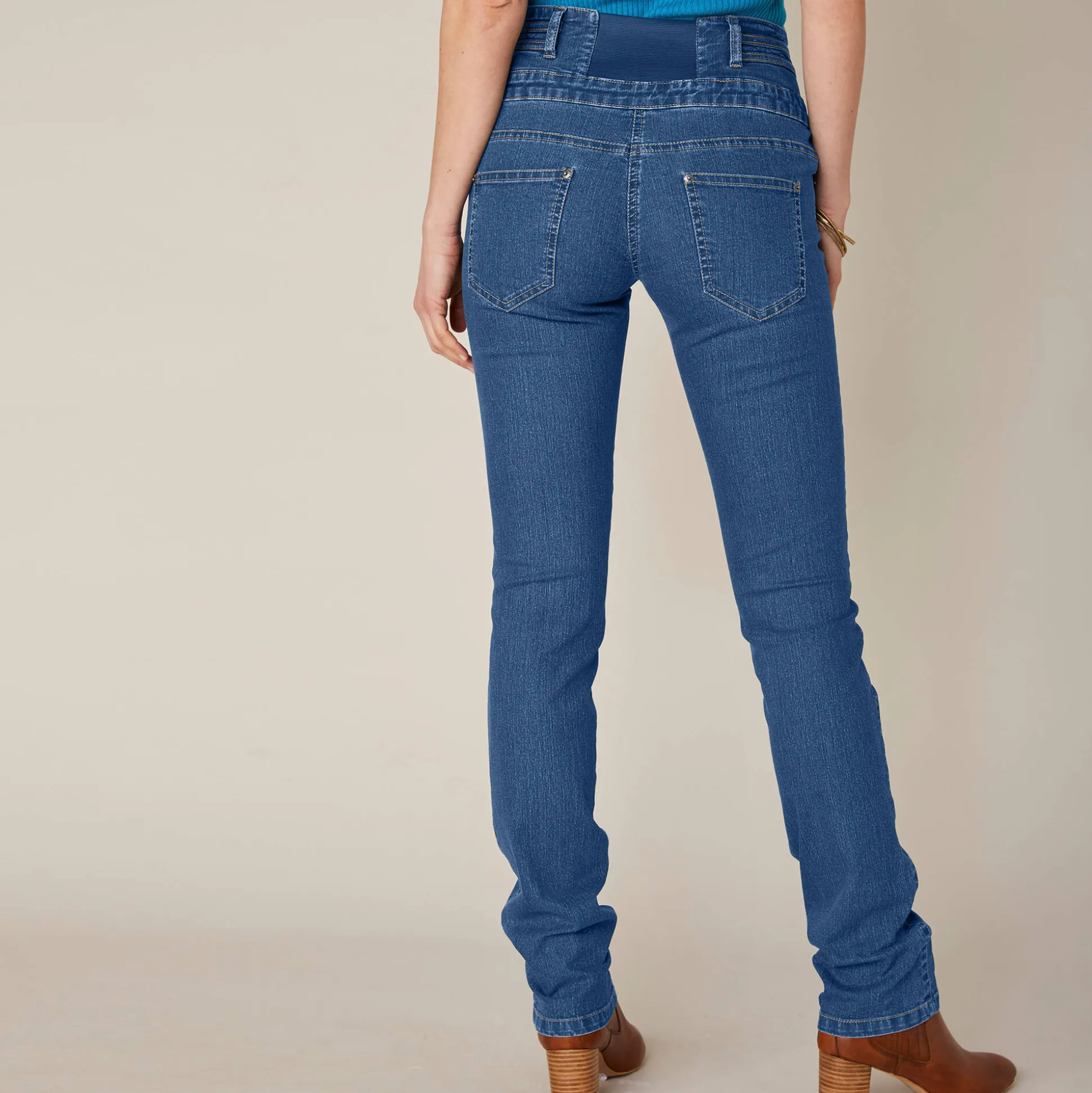 Rechte jeans met hoge taille - kleine lengte