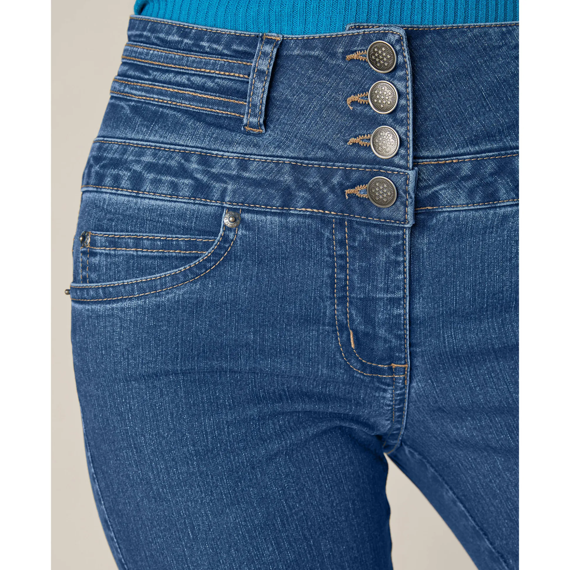 Rechte jeans met hoge taille - kleine lengte