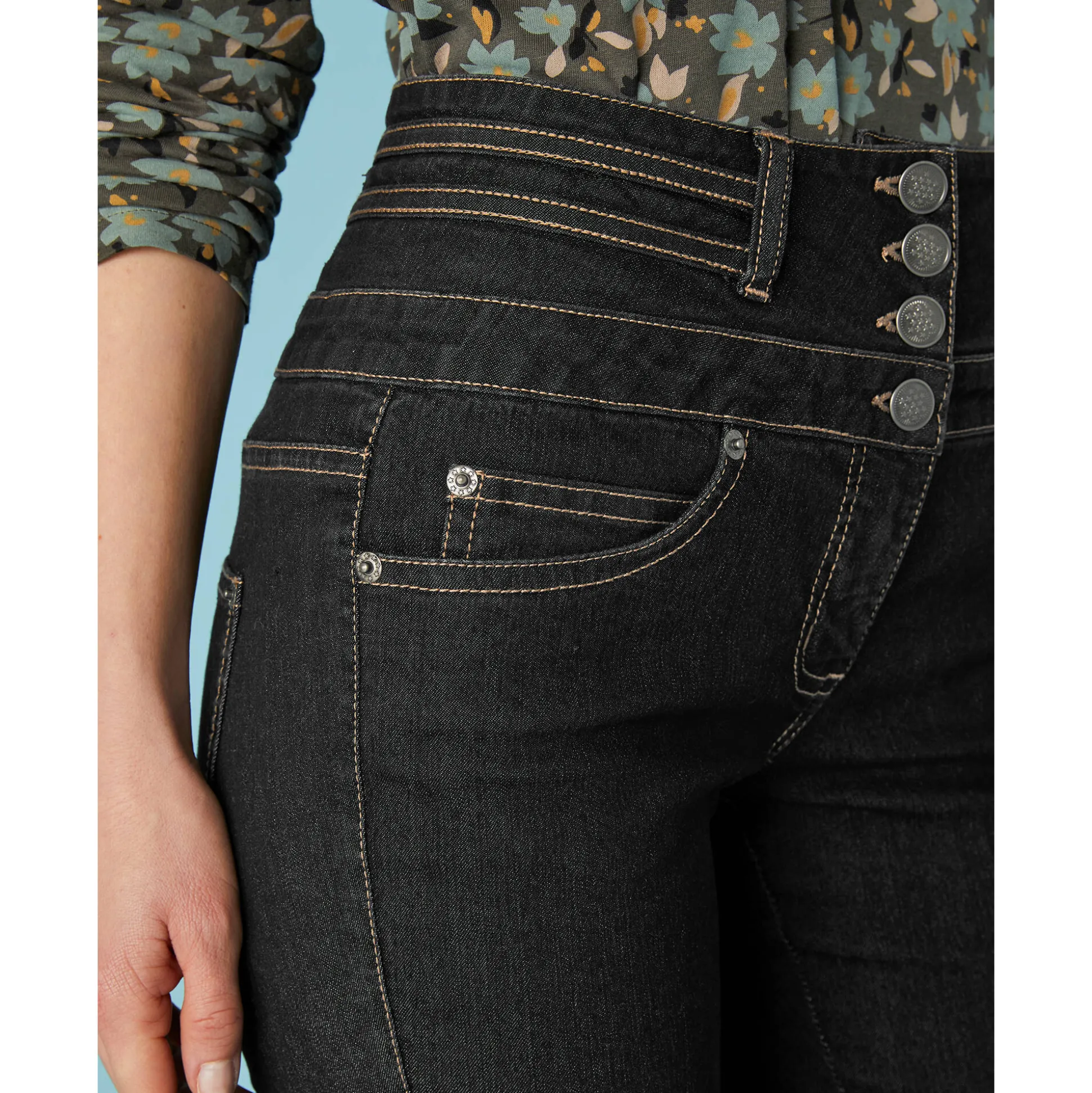 Rechte jeans met hoge taille - kleine lengte