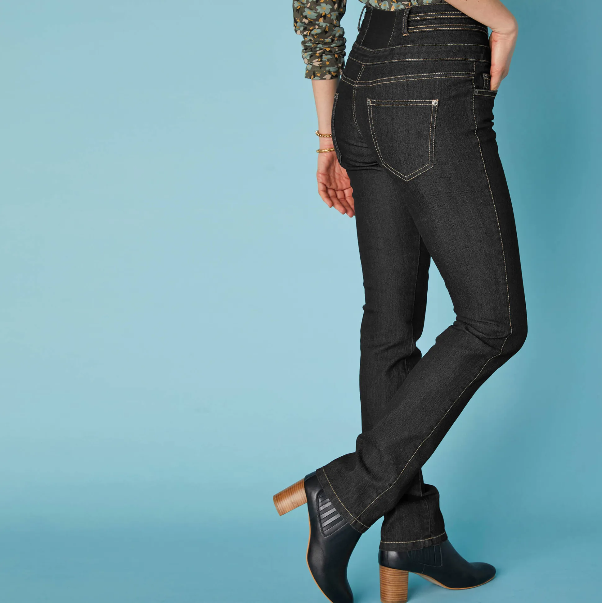 Rechte jeans met hoge taille - kleine lengte
