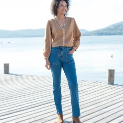 Rechte jeans, opgestikte zakken