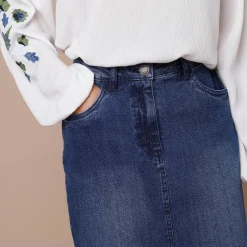 Rechte rok met split, jeans