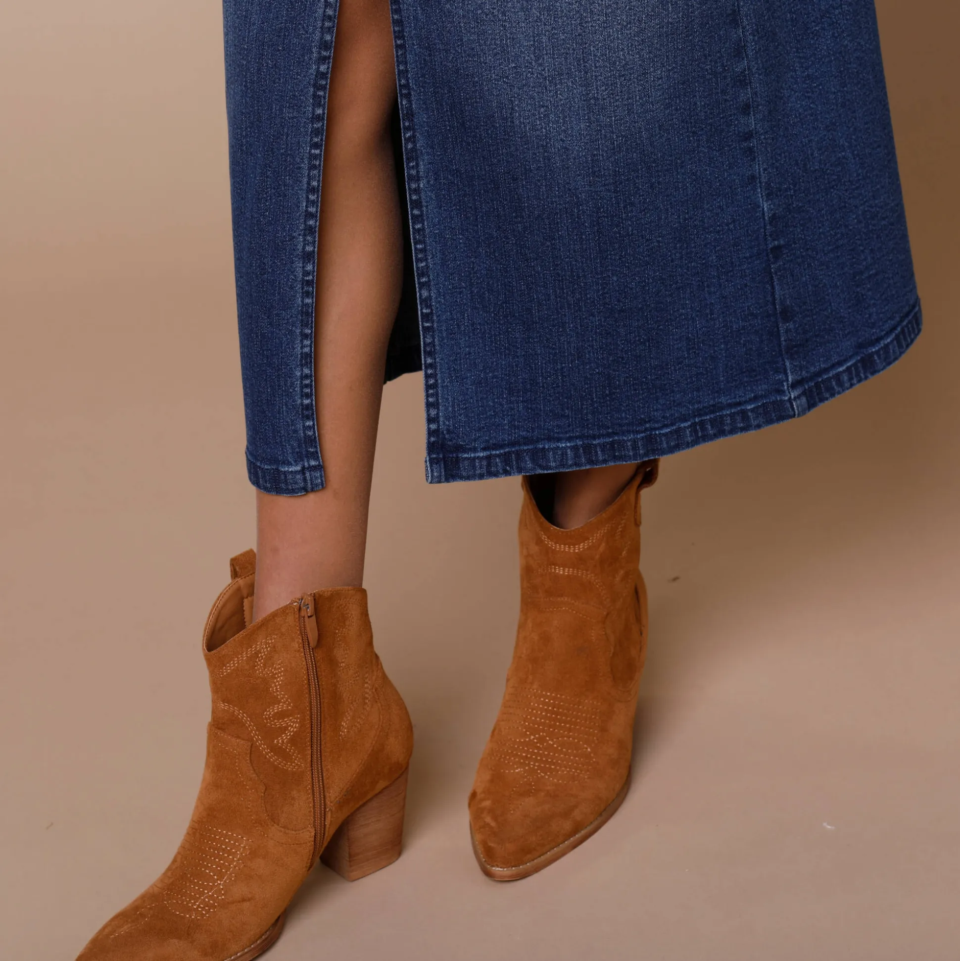 Rechte rok met split, jeans