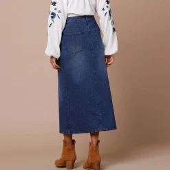 Rechte rok met split, jeans