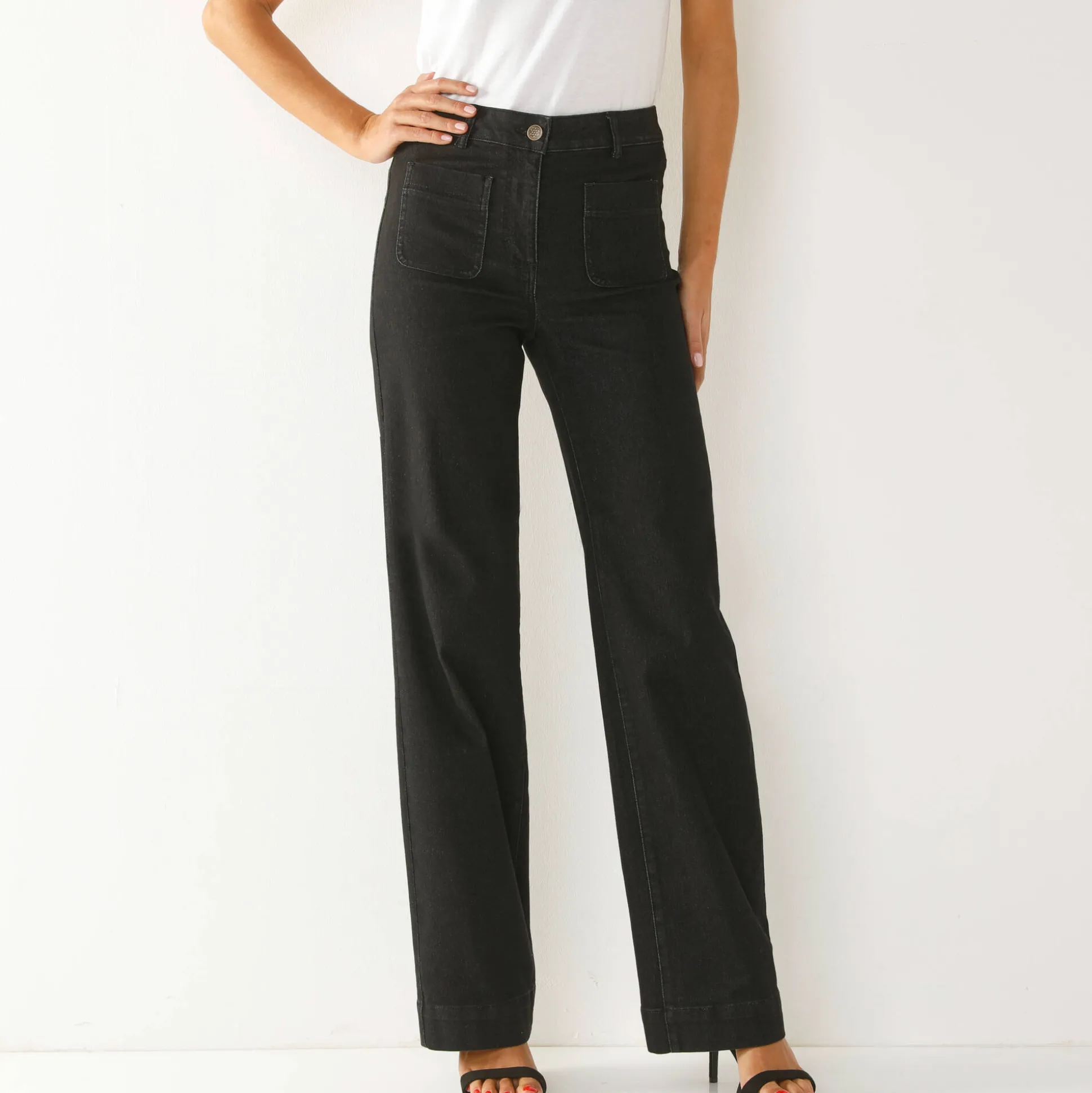 Rechte, ruime jeans, hoge taille