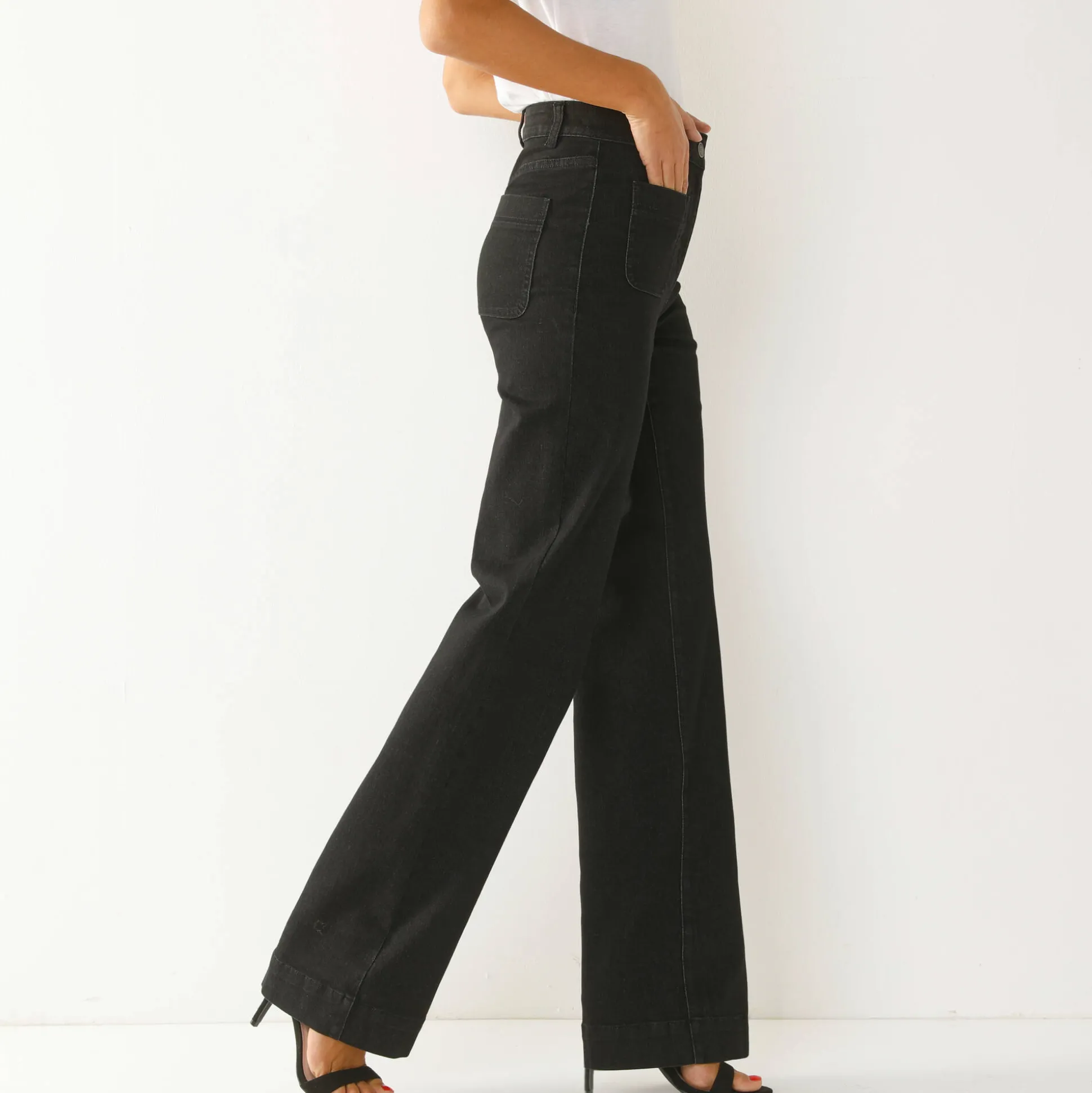 Rechte, ruime jeans, hoge taille