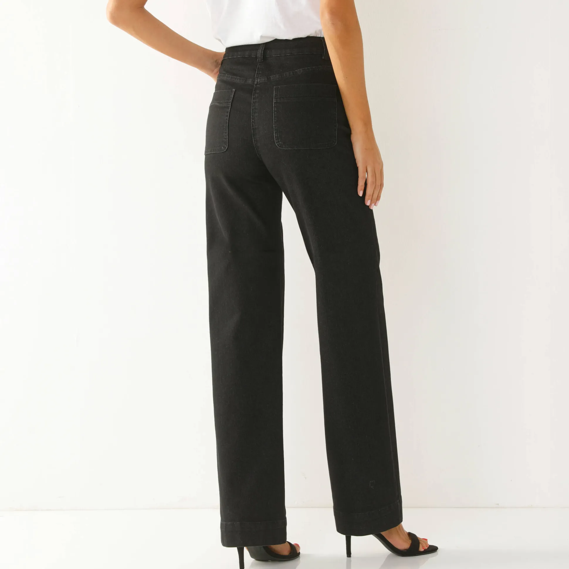 Rechte, ruime jeans, hoge taille