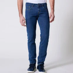 Rechte stretchjeans, afgerond onder de buik - binnenpijplengte 72 cm