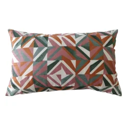 Rechthoekig kussen in velours met geometrische print