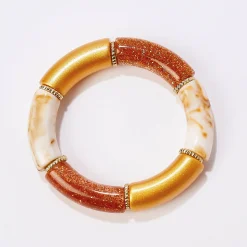 Rekbare armband met buisvormige parels - set van 2