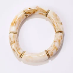 Rekbare armband met buisvormige parels - set van 2