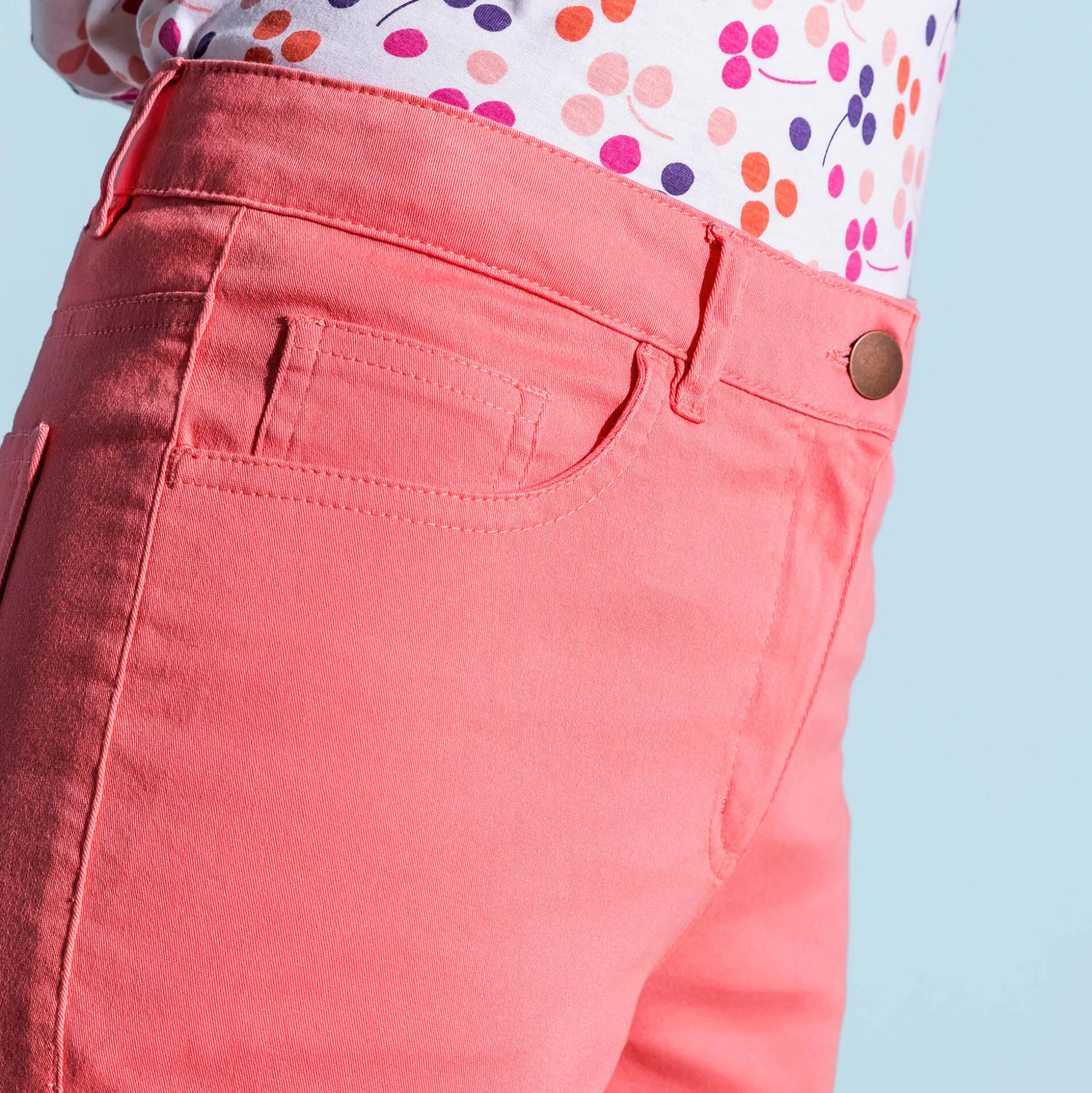 Rekbare 3/4-broek in rekbaar katoen met 'platte buik'-effect