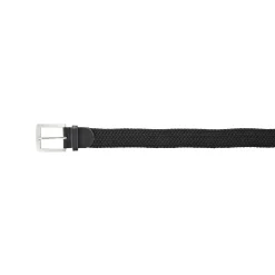 Rekbare gevlochten riem met leren details