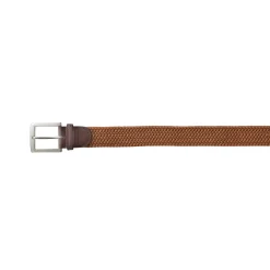 Rekbare gevlochten riem met leren details