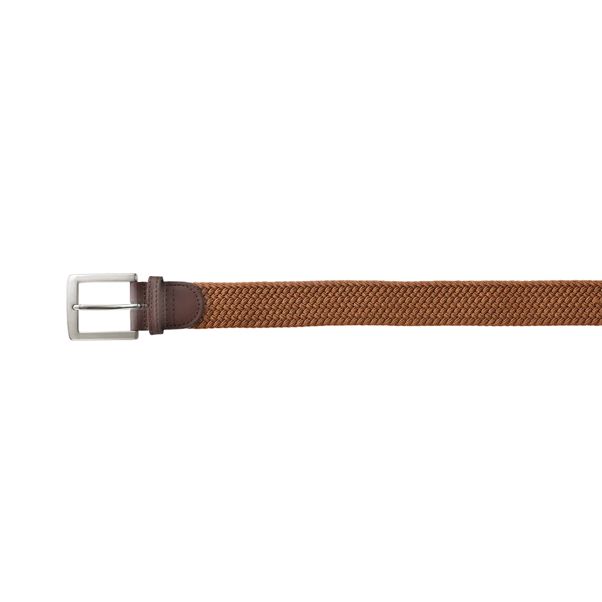 Rekbare gevlochten riem met leren details