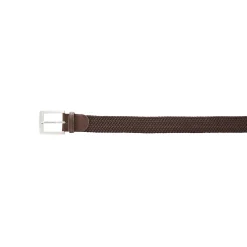 Rekbare gevlochten riem met leren details