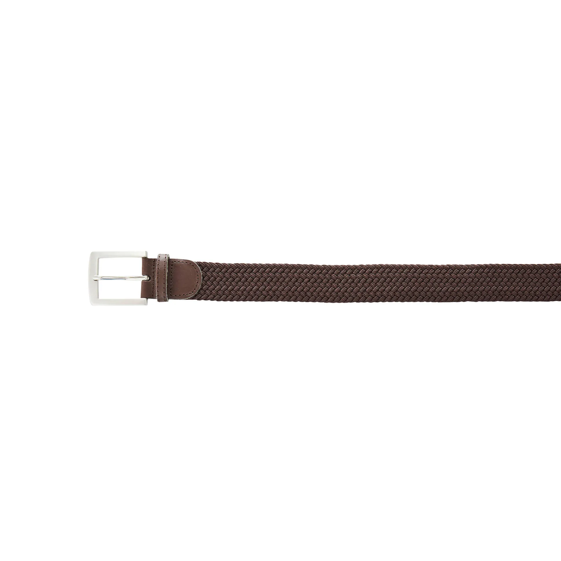 Rekbare gevlochten riem met leren details