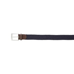 Rekbare gevlochten riem met leren details