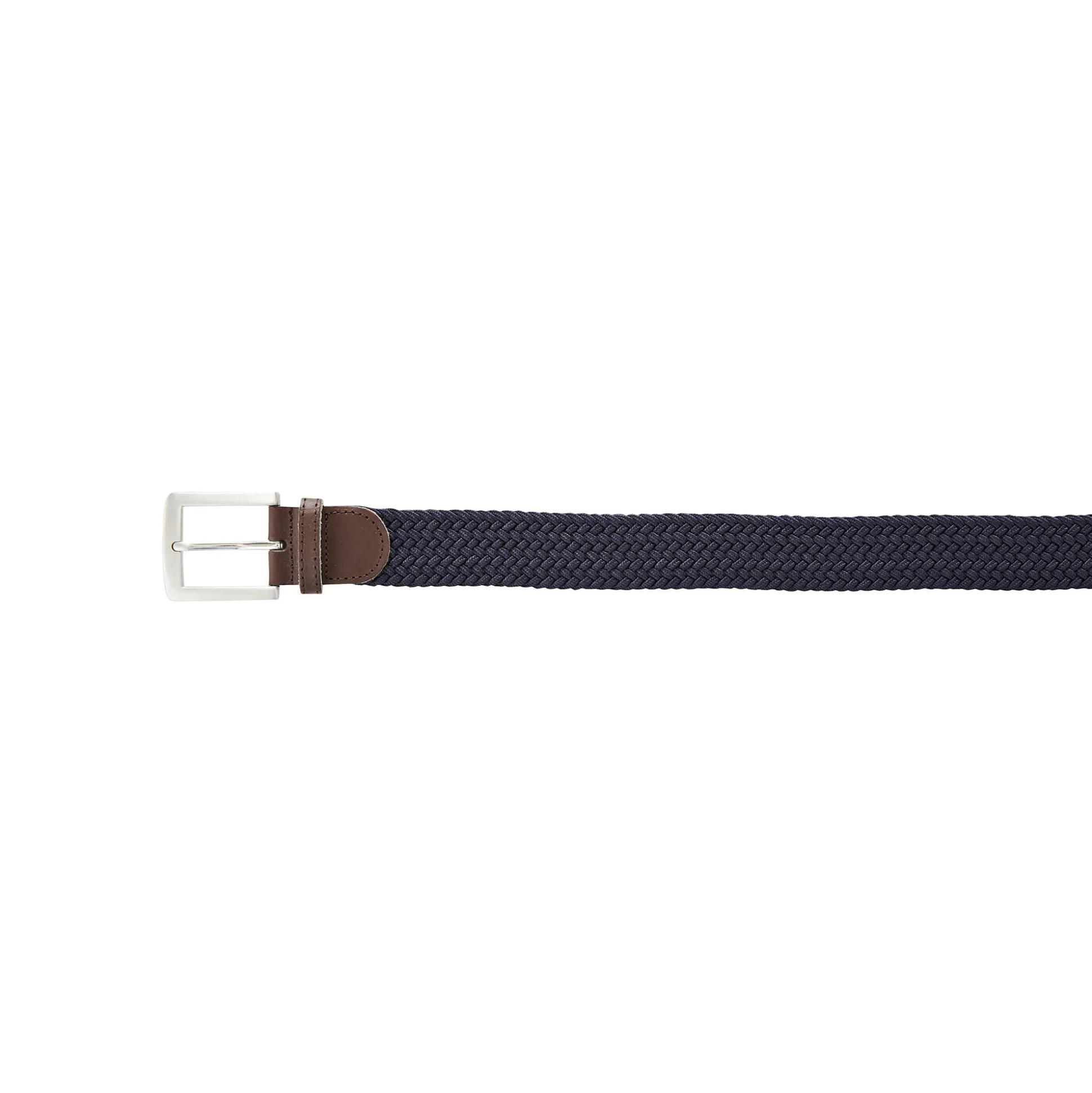 Rekbare gevlochten riem met leren details