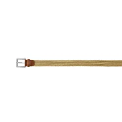 Rekbare gevlochten riem met leren details