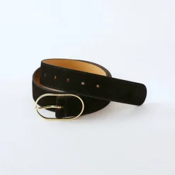 Riem met goudkleurige gesp, suèdesplitleer
