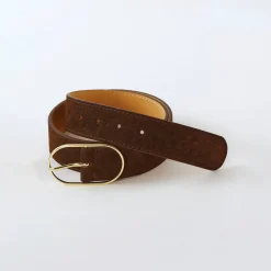 Riem met goudkleurige gesp, suèdesplitleer