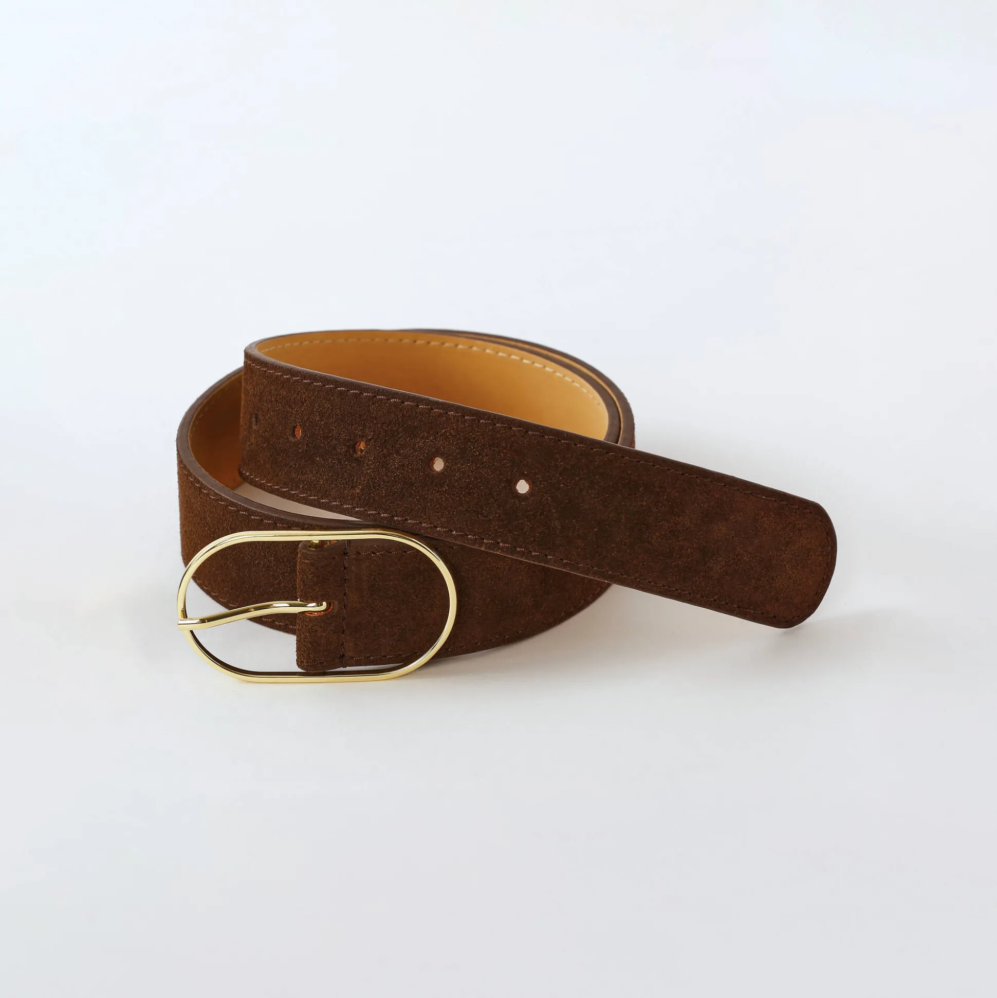 Riem met goudkleurige gesp, suèdesplitleer