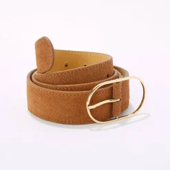 Riem met goudkleurige gesp, suèdesplitleer