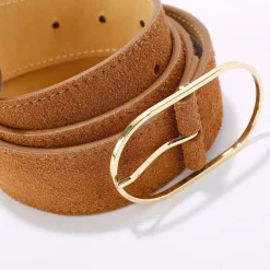 Riem met goudkleurige gesp, suèdesplitleer