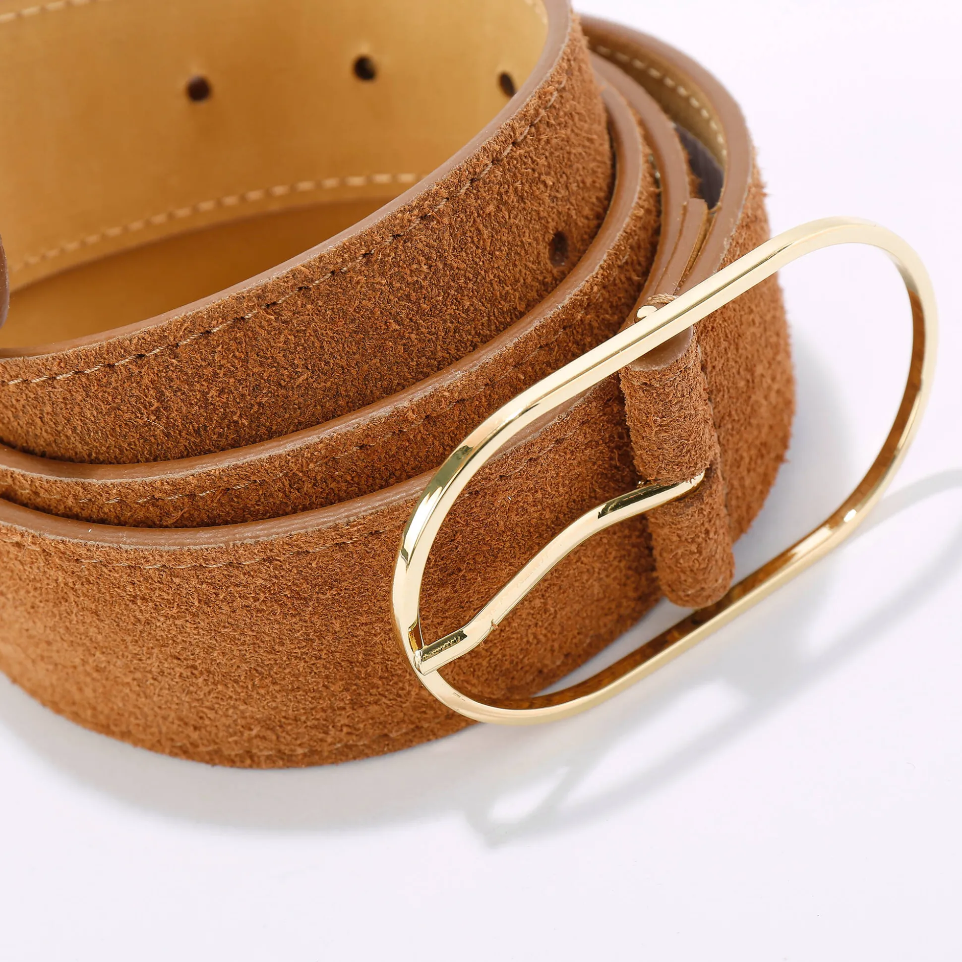Riem met goudkleurige gesp, suèdesplitleer
