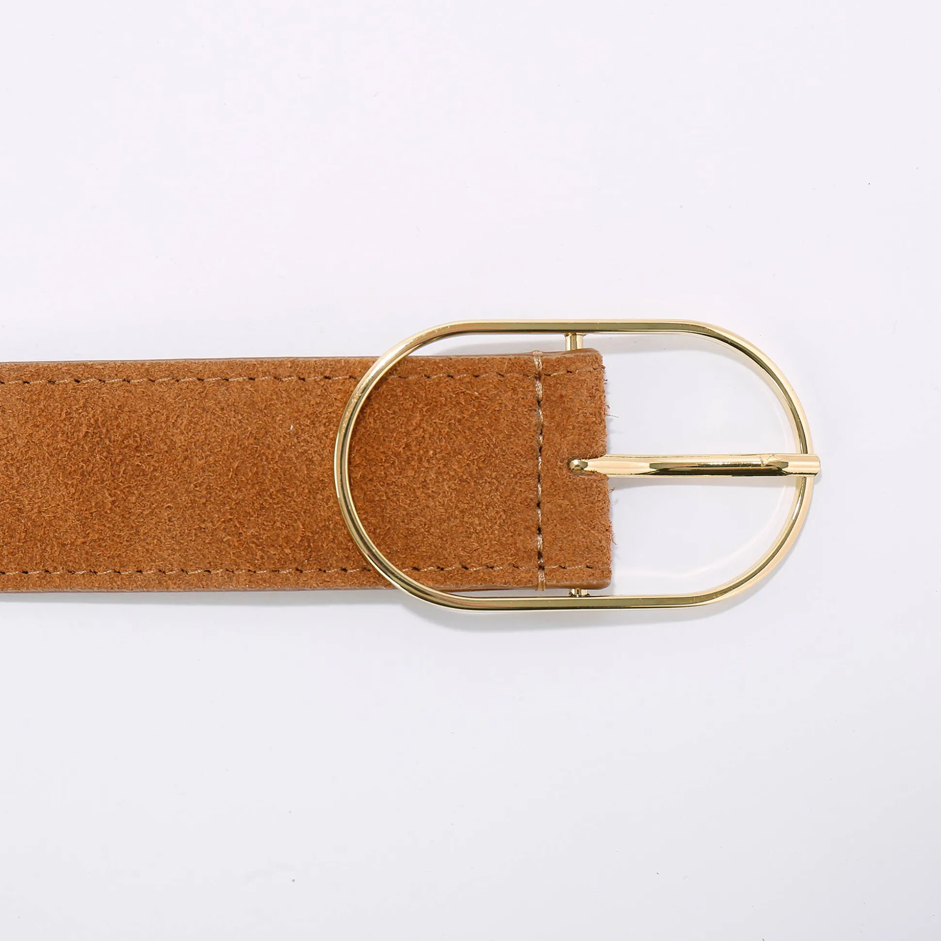 Riem met goudkleurige gesp, suèdesplitleer