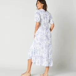 Robe longue volantée imprimée