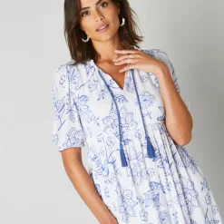 Robe longue volantée imprimée